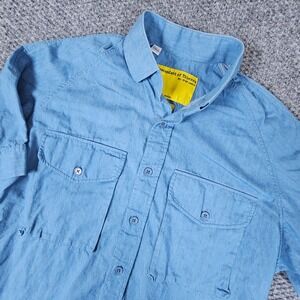 Descendant of Thieves Mens Relax Fit Short Sleeve Button Down Shirt Blue Medium